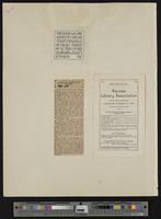 [32] (1 of 3) Program of Kansas Library Association's 1905 meeting. Leavenworth/ undated newspaper clipping [source not named]: death announcement of ...