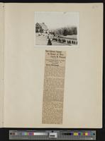 [51] Photograph: Spooner Library exterior showing horse and wagon, early vintage car, and pedestrian traffic:/ Newspaper clipping: 6-13-1924 Kansan, "...