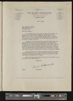 [53] 5-29-1925 letter from Fred Ellsworth to Carrie Watson, inviting attendance on speakers platform at alumni reunion