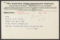 Telegram to James Naismith announcing a win for Colorado